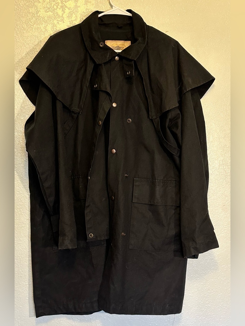 Sydney Oilskin Clothing CO. Australia Black Long Waxed Canvas Coat L